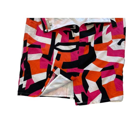appraisal Ramie Blend Geometric Print Pink, Orange, Pencil Skirt Lined, 14 - Picture 5 of 12
